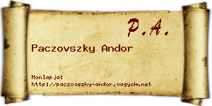 Paczovszky Andor névjegykártya